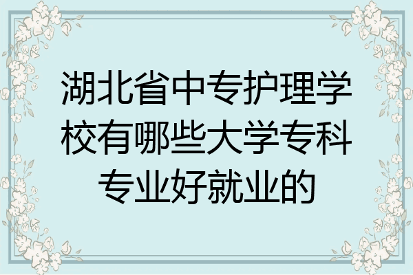湖北省中专护理学校有哪些大学专科专业好就业的