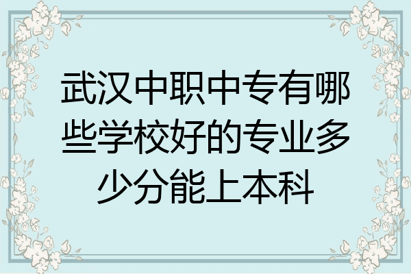 武汉中职中专有哪些学校好的专业多少分能上本科