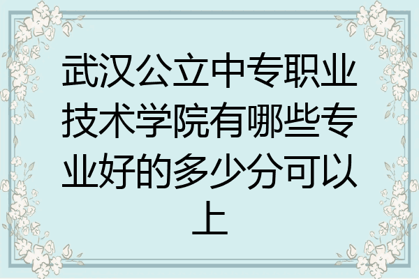 武汉公立中专职业技术学院有哪些专业好的多少分可以上