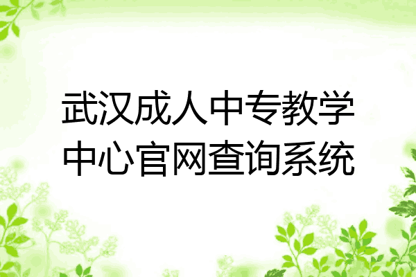 武汉成人中专教学中心官网查询系统