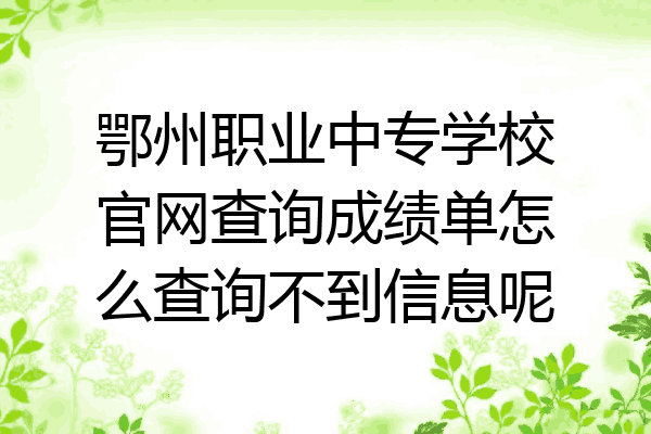 鄂州职业中专学校官网查询成绩单怎么查询不到信息呢