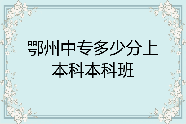 鄂州中专多少分上本科本科班