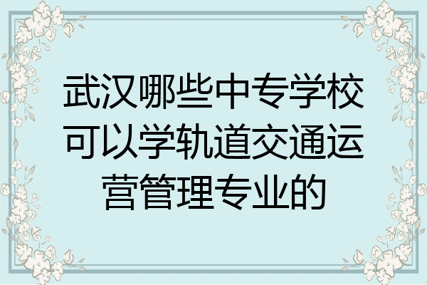 武汉哪些中专学校可以学轨道交通运营管理专业的