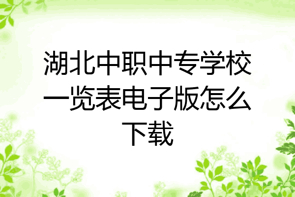 湖北中职中专学校一览表电子版怎么下载