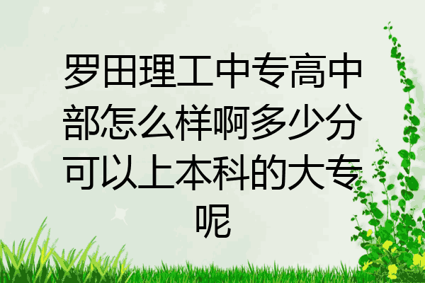 罗田理工中专高中部怎么样啊多少分可以上本科的大专呢