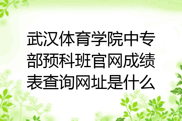 武汉体育学院中专部预科班官网成绩表查询网址是什么