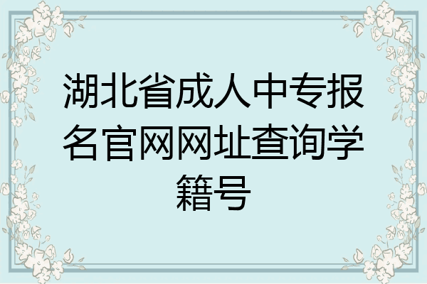 湖北省成人中专报名官网网址查询学籍号