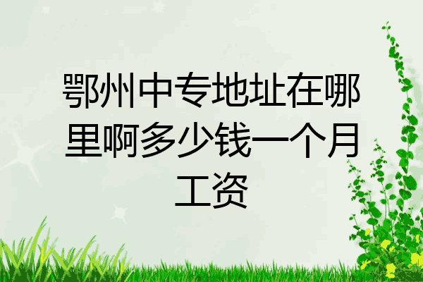鄂州中专地址在哪里啊多少钱一个月工资