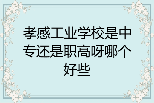 孝感工业学校是中专还是职高呀哪个好些