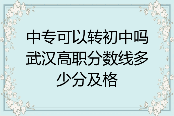 中专可以转初中吗武汉高职分数线多少分及格
