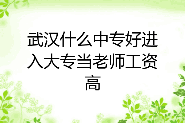 武汉什么中专好进入大专当老师工资高