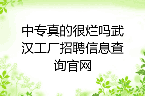 中专真的很烂吗武汉工厂招聘信息查询官网
