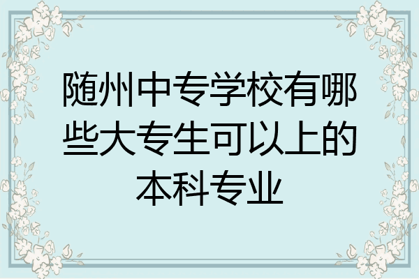 随州中专学校有哪些大专生可以上的本科专业
