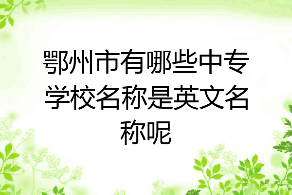 鄂州市有哪些中专学校名称是英文名称呢