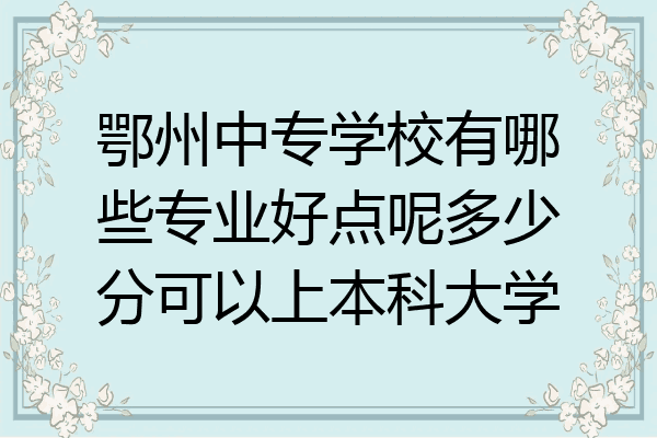 鄂州中专学校有哪些专业好点呢多少分可以上本科大学