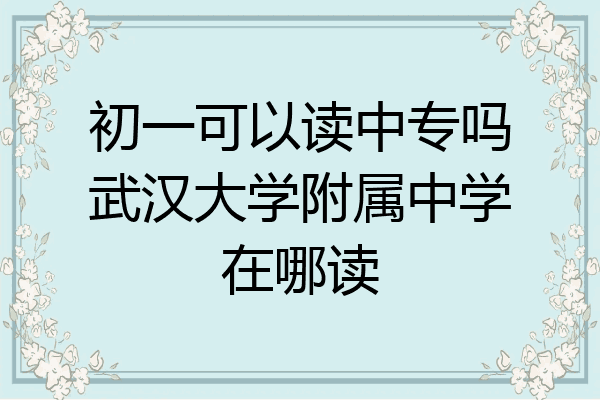 初一可以读中专吗武汉大学附属中学在哪读