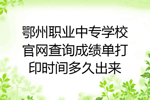 鄂州职业中专学校官网查询成绩单打印时间多久出来