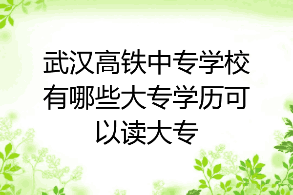 武汉高铁中专学校有哪些大专学历可以读大专