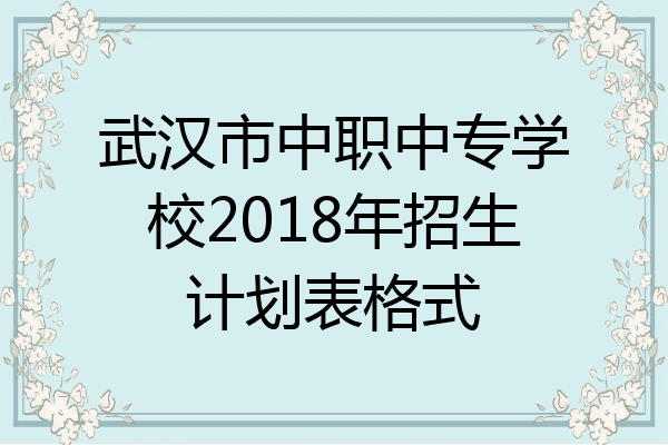 武汉市中职中专学校2018年招生计划表格式
