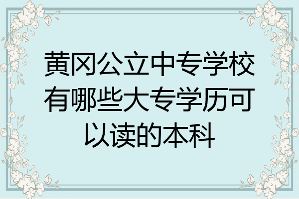 黄冈公立中专学校有哪些大专学历可以读的本科