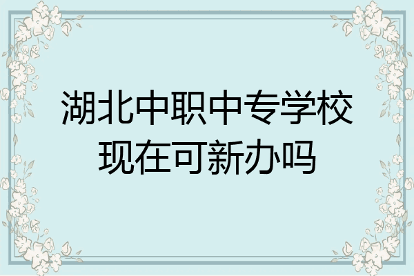 湖北中职中专学校现在可新办吗