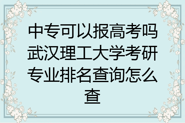 中专可以报高考吗武汉理工大学考研专业排名查询怎么查