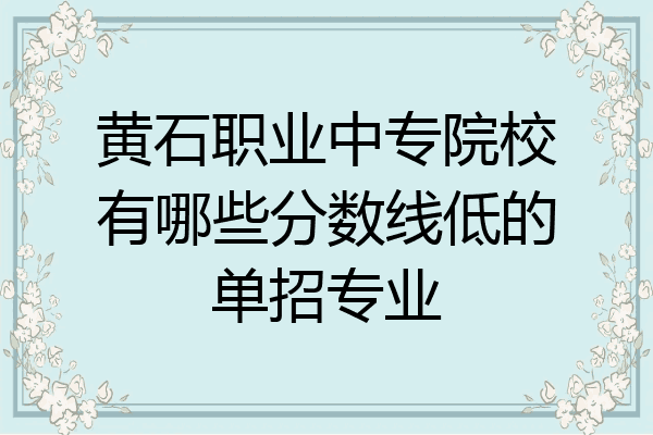 黄石职业中专院校有哪些分数线低的单招专业
