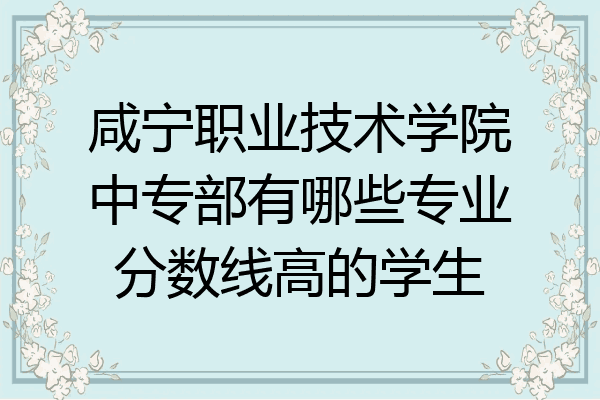咸宁职业技术学院中专部有哪些专业分数线高的学生