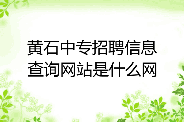 黄石中专招聘信息查询网站是什么网