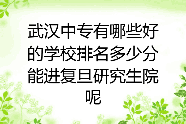 武汉中专有哪些好的学校排名多少分能进复旦研究生院呢