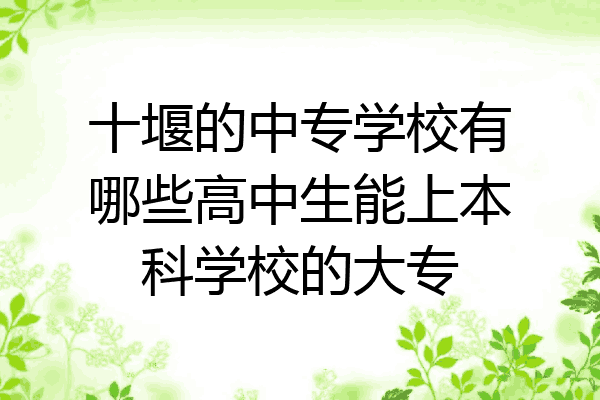 十堰的中专学校有哪些高中生能上本科学校的大专