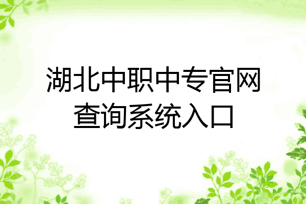 湖北中职中专官网查询系统入口