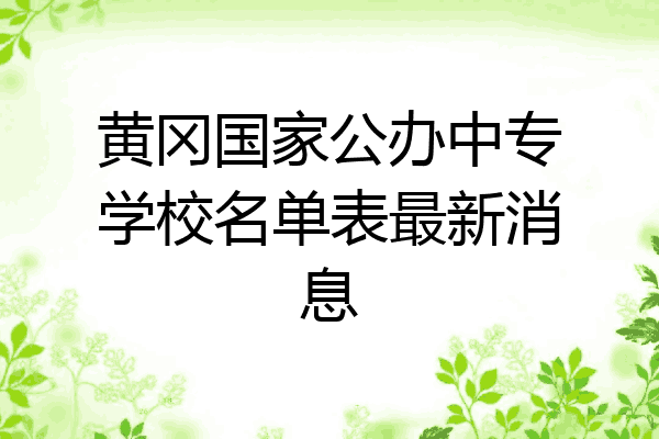 黄冈国家公办中专学校名单表最新消息