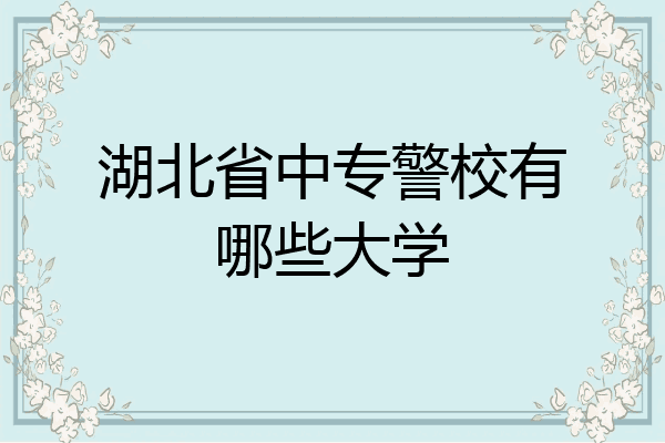 湖北省中专警校有哪些大学