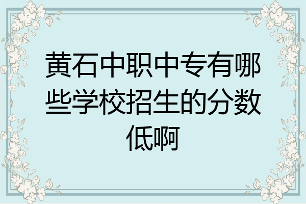 黄石中职中专有哪些学校招生的分数低啊