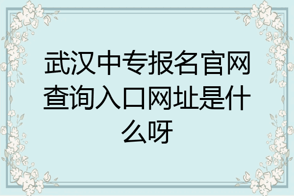 武汉中专报名官网查询入口网址是什么呀