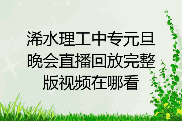 浠水理工中专元旦晚会直播回放完整版视频在哪看