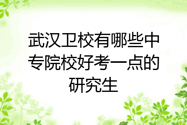 武汉卫校有哪些中专院校好考一点的研究生