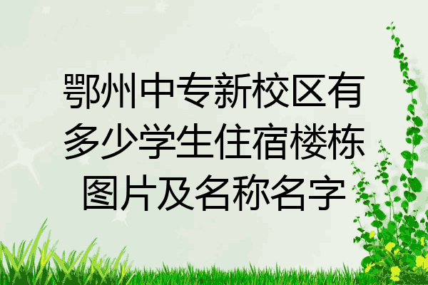 鄂州中专新校区有多少学生住宿楼栋图片及名称名字