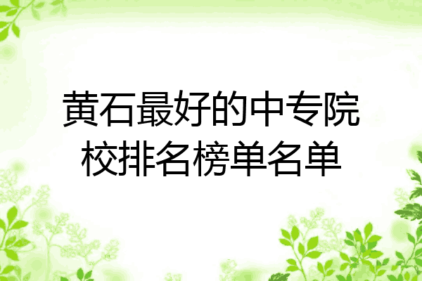 黄石最好的中专院校排名榜单名单