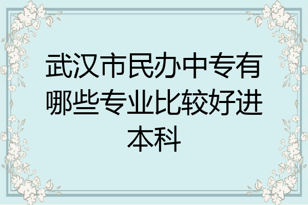 武汉市民办中专有哪些专业比较好进本科