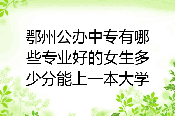 鄂州公办中专有哪些专业好的女生多少分能上一本大学