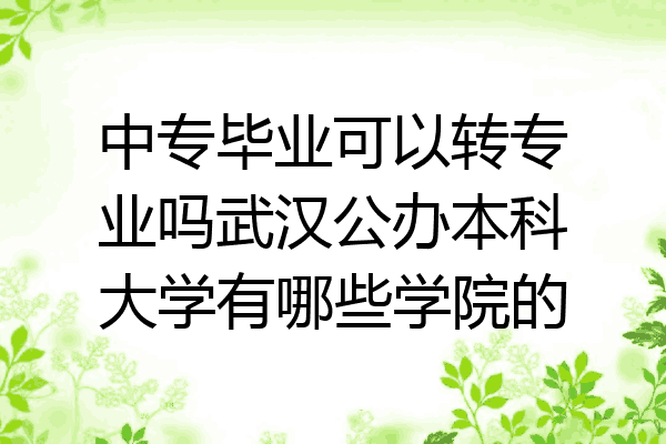 中专毕业可以转专业吗武汉公办本科大学有哪些学院的