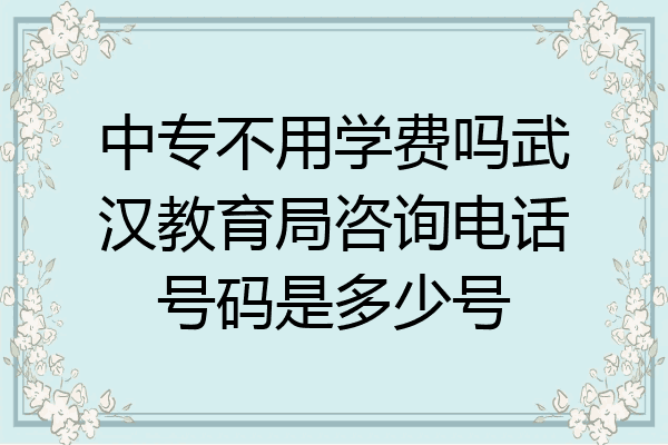中专不用学费吗武汉教育局咨询电话号码是多少号