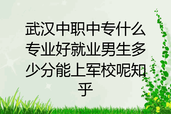 武汉中职中专什么专业好就业男生多少分能上军校呢知乎