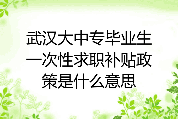 武汉大中专毕业生一次性求职补贴政策是什么意思