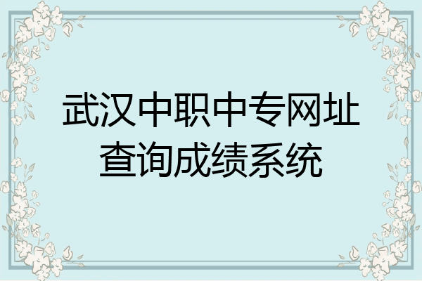 武汉中职中专网址查询成绩系统