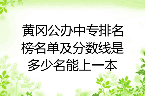 黄冈公办中专排名榜名单及分数线是多少名能上一本