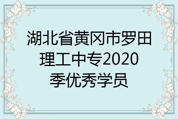 湖北省黄冈市罗田理工中专2020季优秀学员