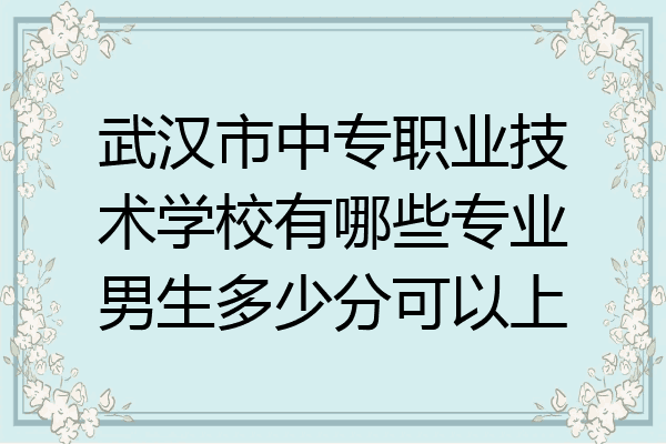 武汉市中专职业技术学校有哪些专业男生多少分可以上